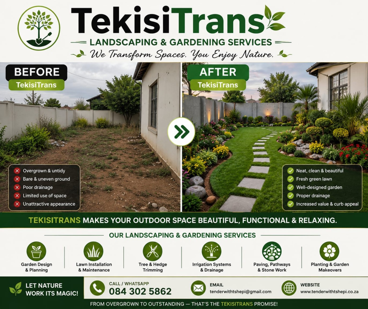 Completed backyard garden makeover project